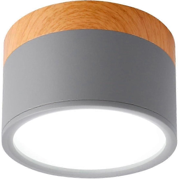 Takmontert takspotlight Rund LED Skrubb Grå Kald Hvit Aluminium Taklampe 12W 110mm