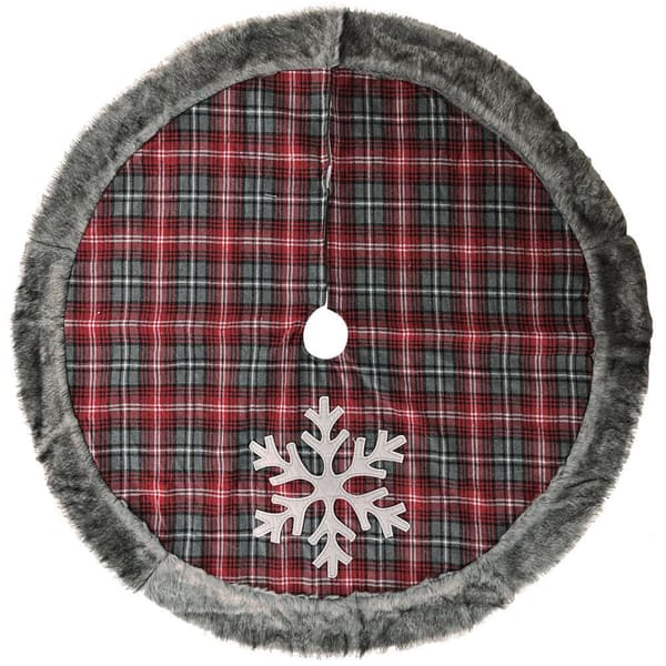 Rødt Rutete Snøfnugg Julekjole - 120cm, Juletre Dekor