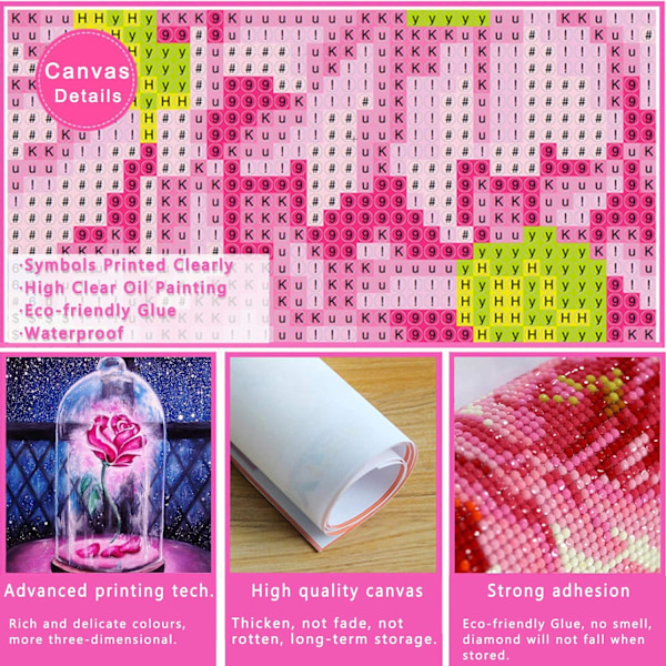 Enkelt stykke 30 x 50 cm 5D diamantmaleri fuld diamant rose, dragt