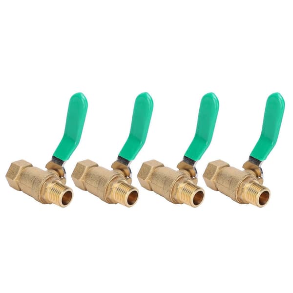 4 stk. messing kuglehane G1/4in 1 hun 1 han gevind afløb afbryder VVS fitting