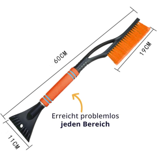 Auton lumipensseli (oranssi), 2-in-1 jääraapima ja lumipensseli, irrotettava