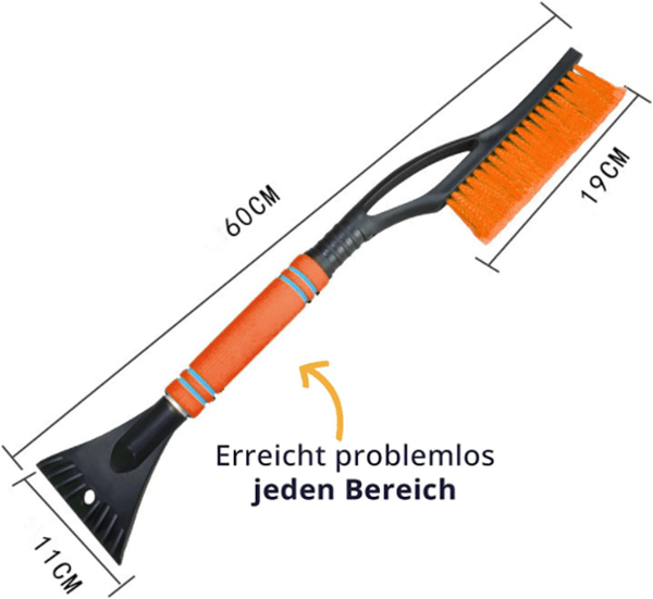 Bilsnöborste (Orange), 2 i 1 isskrapa och snöborste, avtagbar