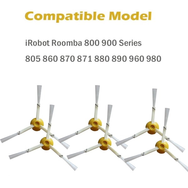 6-pakks sidebørsteerstatning for iRobot Roomba 900, 800 fra VVSUN