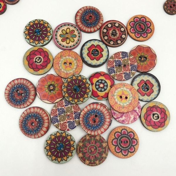 （25mm）100 kpl Sekalaisia Satunnaisia Nappikuvioita Pyöreitä Muotoja Wo