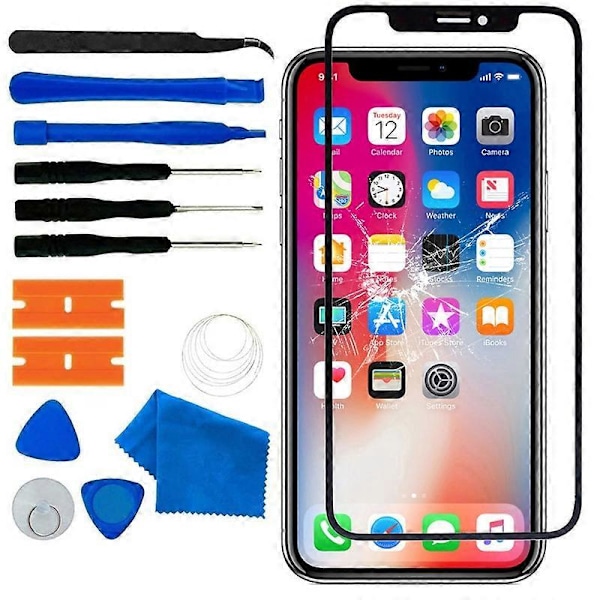 Front Ydre Linse Glas Skærm Udskiftning Reparationsværktøjssæt Kompatibelt iPhone 12 Pro Max for iPhone XR