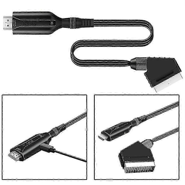 HDMI-kompatibel til Scart-kabel Bærbar 720p / 1080p Video Audio Adapter