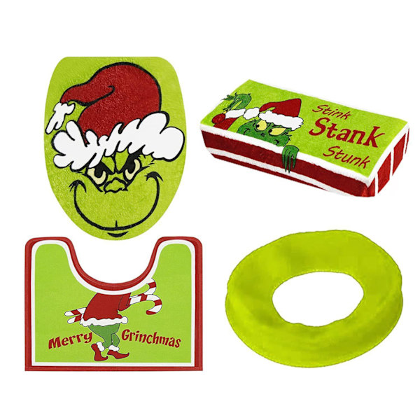 4 stk. Jule Grinch toiletsæde sæt