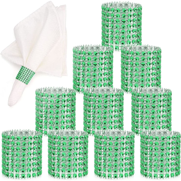 (Grøn, 50 stk) Servietringe Blanke Rhinestone Servietringe Bryllup