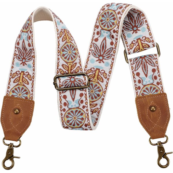 Vit Vintage Vävd Handväskesrem, 85-140cm Justerbar 2\" Ko-Läder