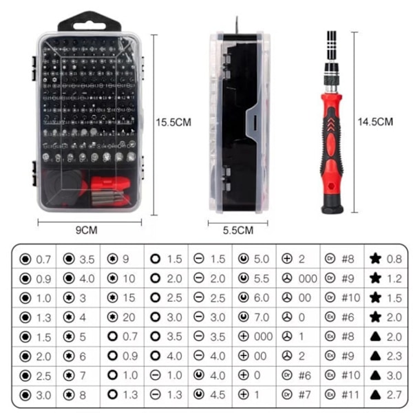 ##/Magnetisk precisionsskruvmejselset med bitsats 115 delar Reparation##/