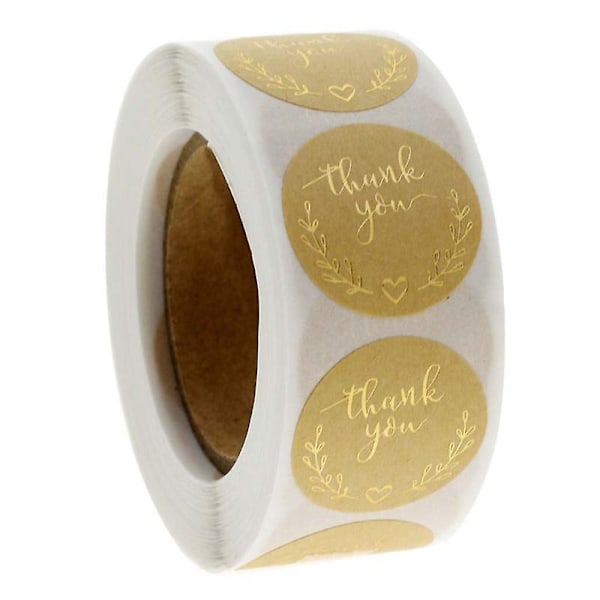 &500pcs/roll Kraft Paper Wreath Thank You Stickers Gold Foil Seal Labels Envelope&