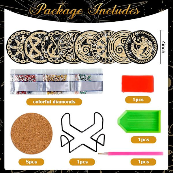 8 stk gjenbrukbare DIY Tarot maling underlag, Tarot underlagsett med