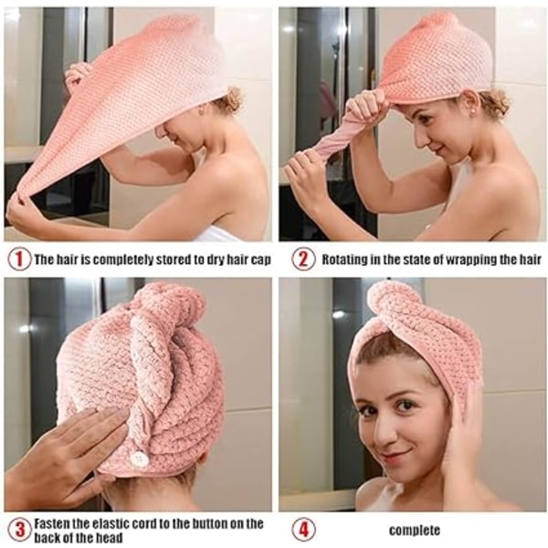 2 PAK (Pink og Brun) Mikrofiber Hårhåndklæde Hårindpakning Hårhåndklæde