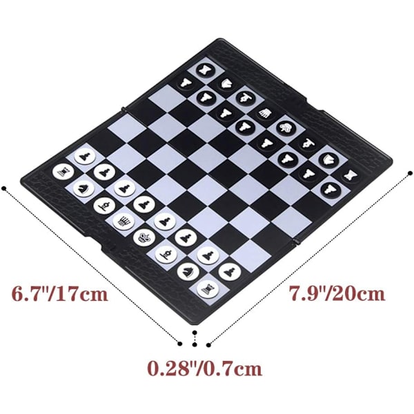 Schackplånboksset (20cm) - Mini Brädspel, Vikbart Magnetiskt Reseschackbräde