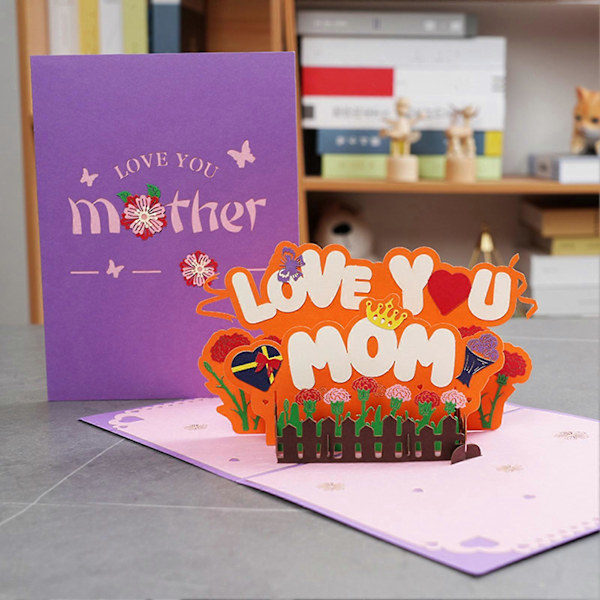 Glad Mors Dag 3D Grattiskort Färgglatt Brev Handgjort Flyg-ut Kort Mamma Fru Farmor Perfekt Gåva C