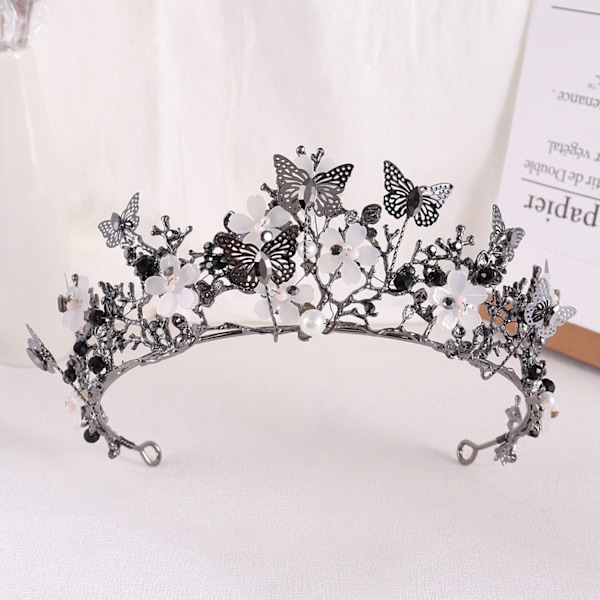 ##/Svart Brudeslør Tiara Krone Legering##/