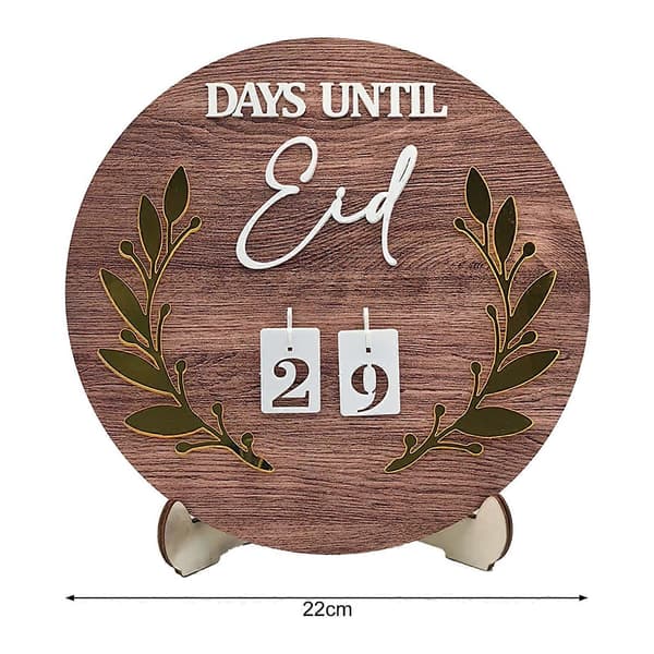 Ramadan Nedräkningskalender Trä Rund Lövdekor Display Form DIY Eid Mubarak Festival Bordsdekoration D