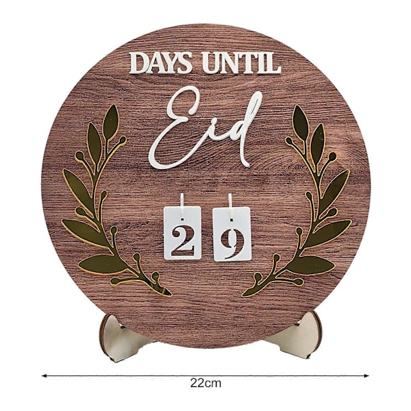Ramadan Nedtelling Kalender Tre Rundt Blad Dekor Display Form DIY Eid Mubarak Festival Borddekorasjon A