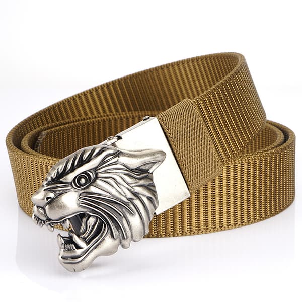 Mennemote Gull/Sølv Tredimensjonal Tiger Spenne Design Topp Belte