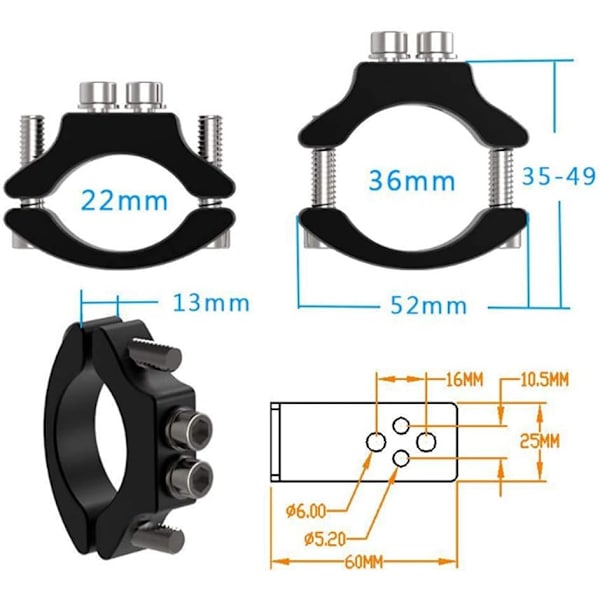 ##/Motorcykel Blinkersfäste, Arbetsljusfäste Diameter##/