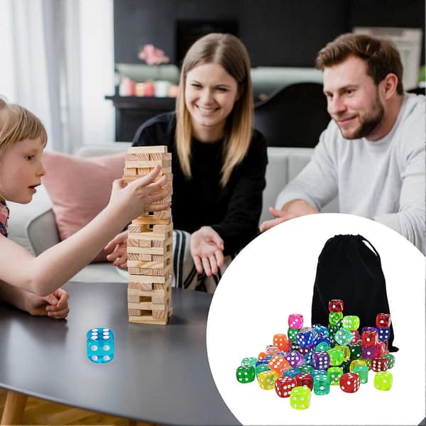 100 stk. farvede terninger med snørelukning, bulk akryl spil terninger, glatte spin, transparente terninger til matematik læringsspil i klasseværelset 18mm