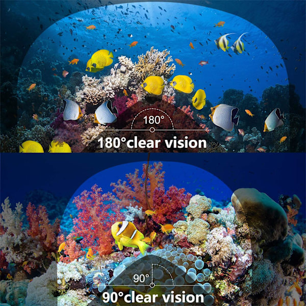 Snorkelmaske 180° Fuldt Ansigt, Dykkermaske Fri Åndedrætsdesign An