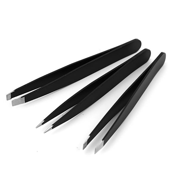 ##/Pincett 3 st Eyebrow Pincett Rostfritt Stål Pincett Hårfjerning Pincett med Fodral för Ansiktshår##/