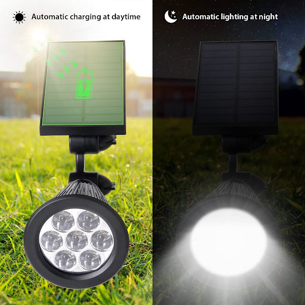 Udendørs solcelle spotlights, 7 LED udendørs solcelle havelamper, sæt