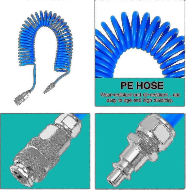 Blåspistol för lastbils luft med 5 meter spiralslang, rengöringskit för lastbils luft med T-koppling (4*6mm)