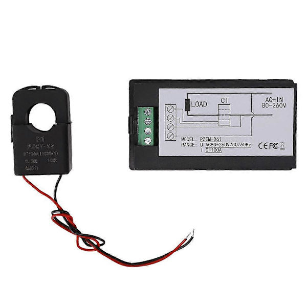 Multifunktionell Digital Display Strömövervakare Spänning Ström Energi Multimeter (PZEM-061 (Delad Kärntransformator))