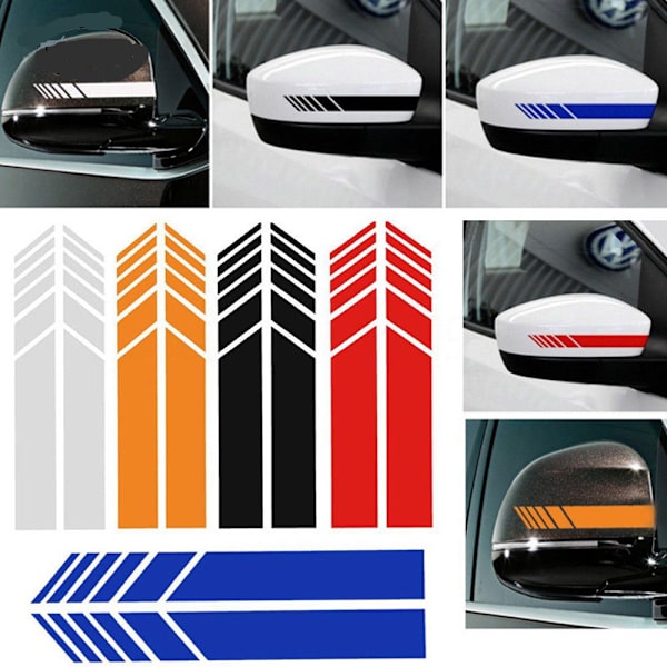 14*3CM (Sort) Bilspejl Stickers med Striber Pile Design
