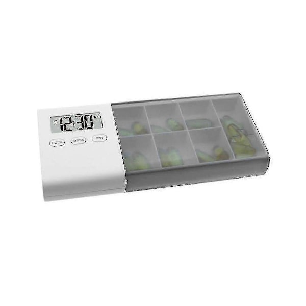 7 Fack Pillerask Medicinförvaringslåda Elektronisk Timer Påminnelse Medicinlådor Alarm Timer Piller Organizer (grå)
