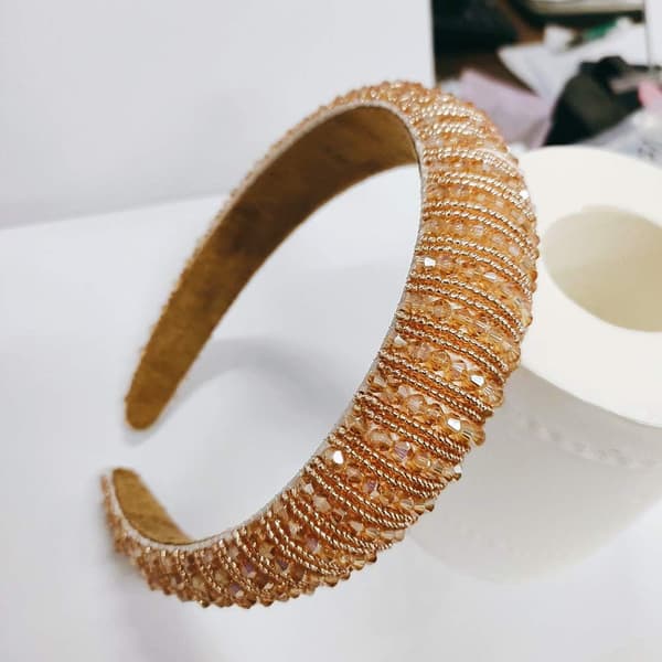 Krystal Rhinestone Polstret Headbånd Kvinder Besat Bredt Headband