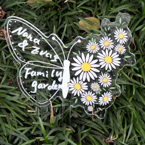 1 Sett med 12 Plantemerker - Blomst Sommerfugl, Plastmerker, Mi