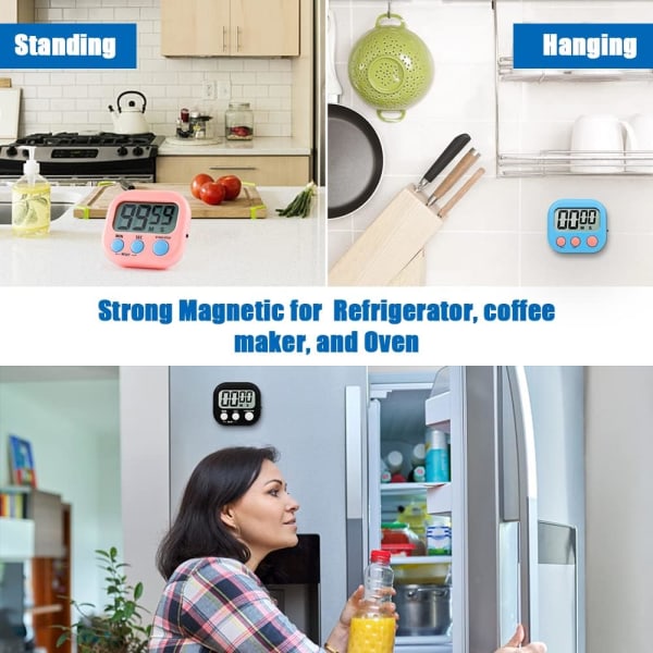 Digital Kjøkken Timer med Magnetisk Bakside Stativ, Timere for Baking