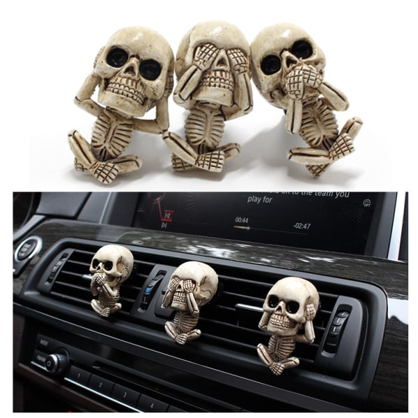 (3-pack) Presentset Skull Car Air Fresheners Ventilklämmor Diffusers, S