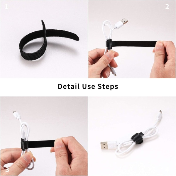 60 st Reusable Kabelband, Remmar Kabelband, Haken och Slinga