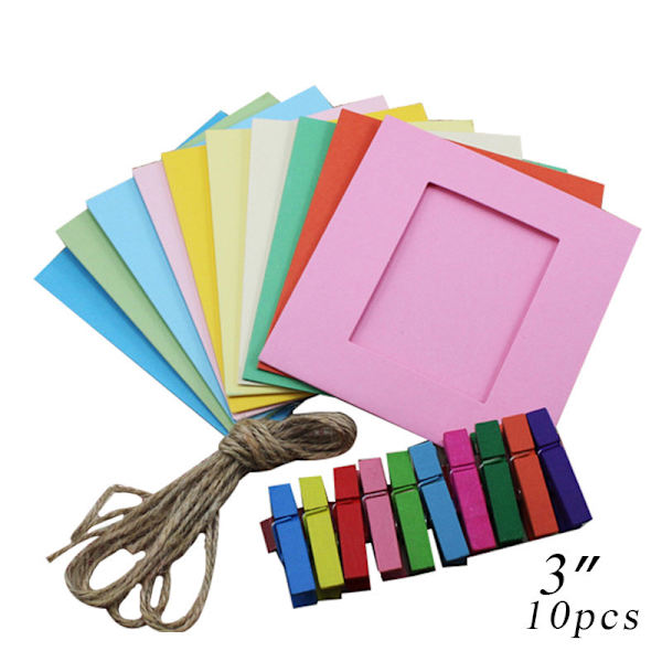 ##/10 st Kraftpappersfotoramar Hängande DIY Väggdekor med Klämmor Rep för Foton##/