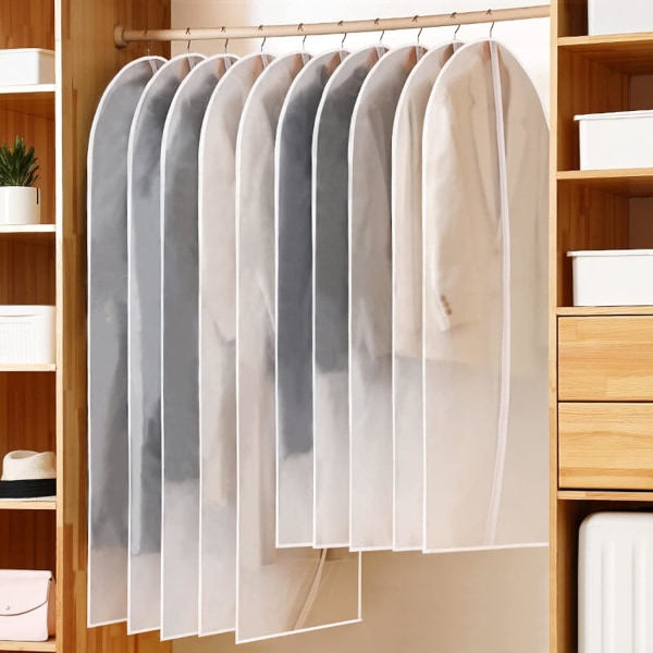 Plastpåsar för kläder, 10-pack, dammskyddande med dragkedja