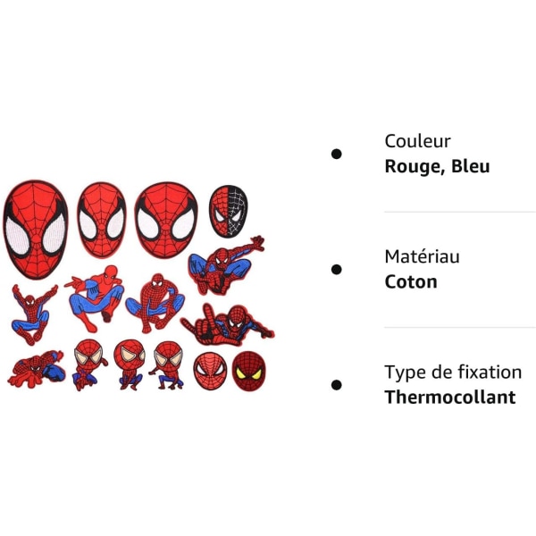 Stryge-på-lap 15 styk Stryge-på-lapper Spider Man Broderet P