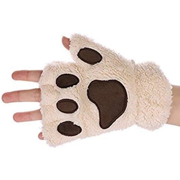 Kattklo-Vantar Barn Beige Vuxen Söt Björntass Vante Höst-