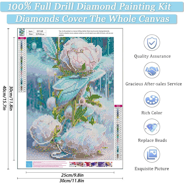 DIY 5D Diamant Kunst Maleri Sæt Fuld Diamant - 30x40cm (knop)