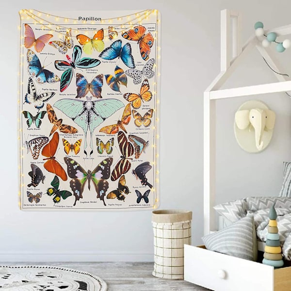 130x150cm Bohemsk Sommerfugl Mandala Veggteppe for