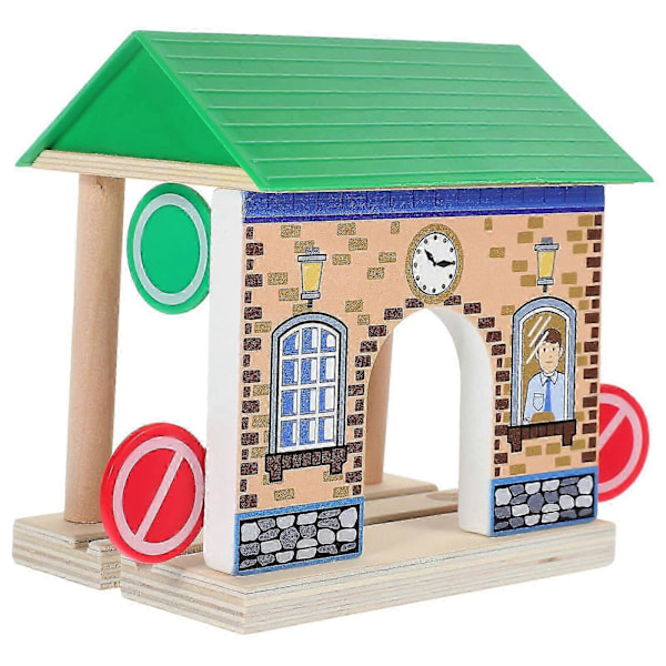 Træ Jernbanestation Model Børn Træ Tog Byggescene Layout Tilbehør
