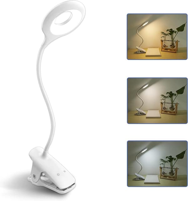 3W Oppladbart Led-bordlampe uten ledning, 24 LED-lys, Berøringslampe for seng med klips