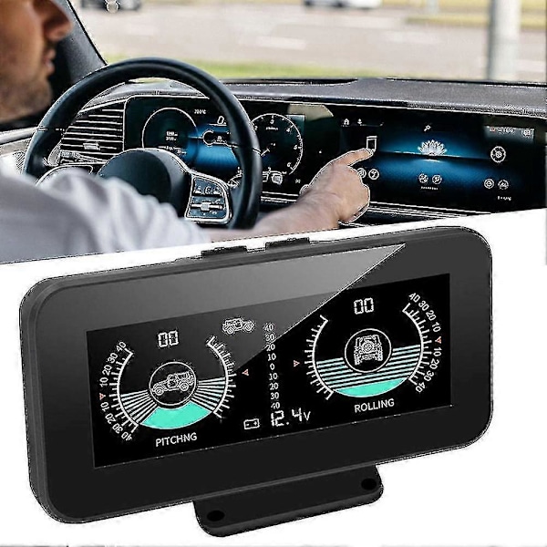 Smart Bil Digital Inclinometer HD LCD-skärm Bil Lutningsvinkel Alarm Auto HUD Med Spänningsövervakning