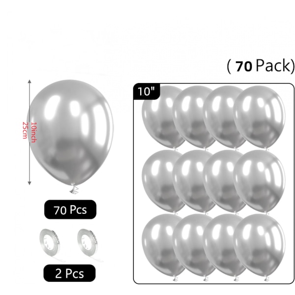 ##/Hopeapallot 70 kpl 10 tuuman metallinhohtoiset pallot Hopea metallinen##/
