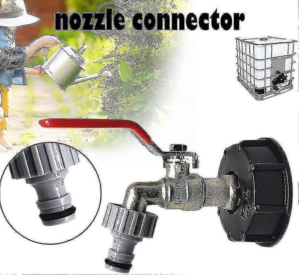 Aftapningshane til dræningstank - S60x6 Ibc-hane med 1/2\" slangefitting, 1000l tank