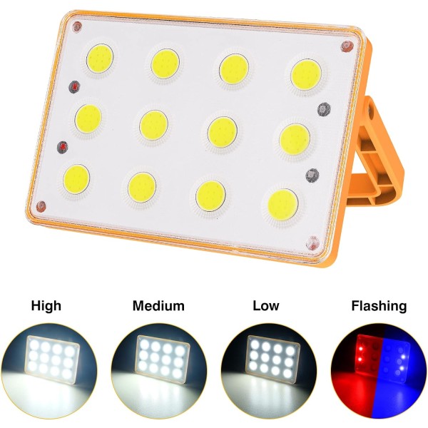2-pack 60W Laddningsbara LED-Arbetsbelysning 120 COB 4 Lägen Solenergi