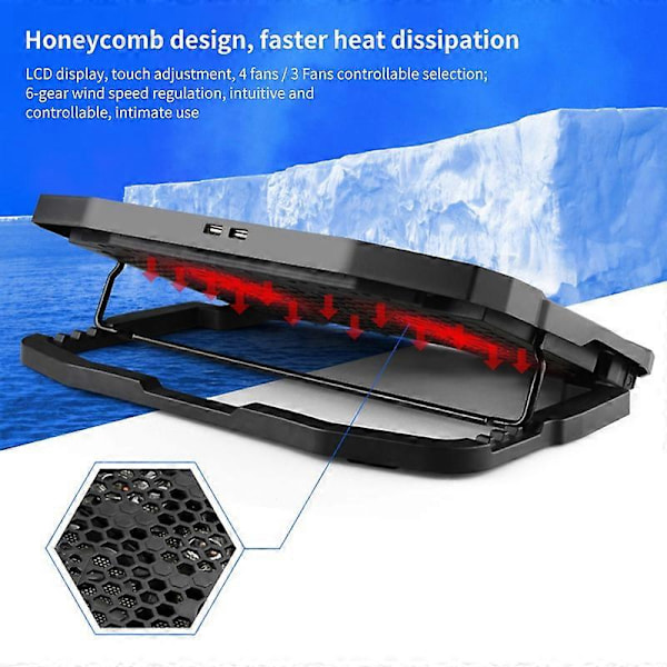 S18 Laptop Stand Justerbar 4 Støjsvage Blæsere ABS Kontrol Blæserhastighed Notebook Holder Kølepude til Notebook A